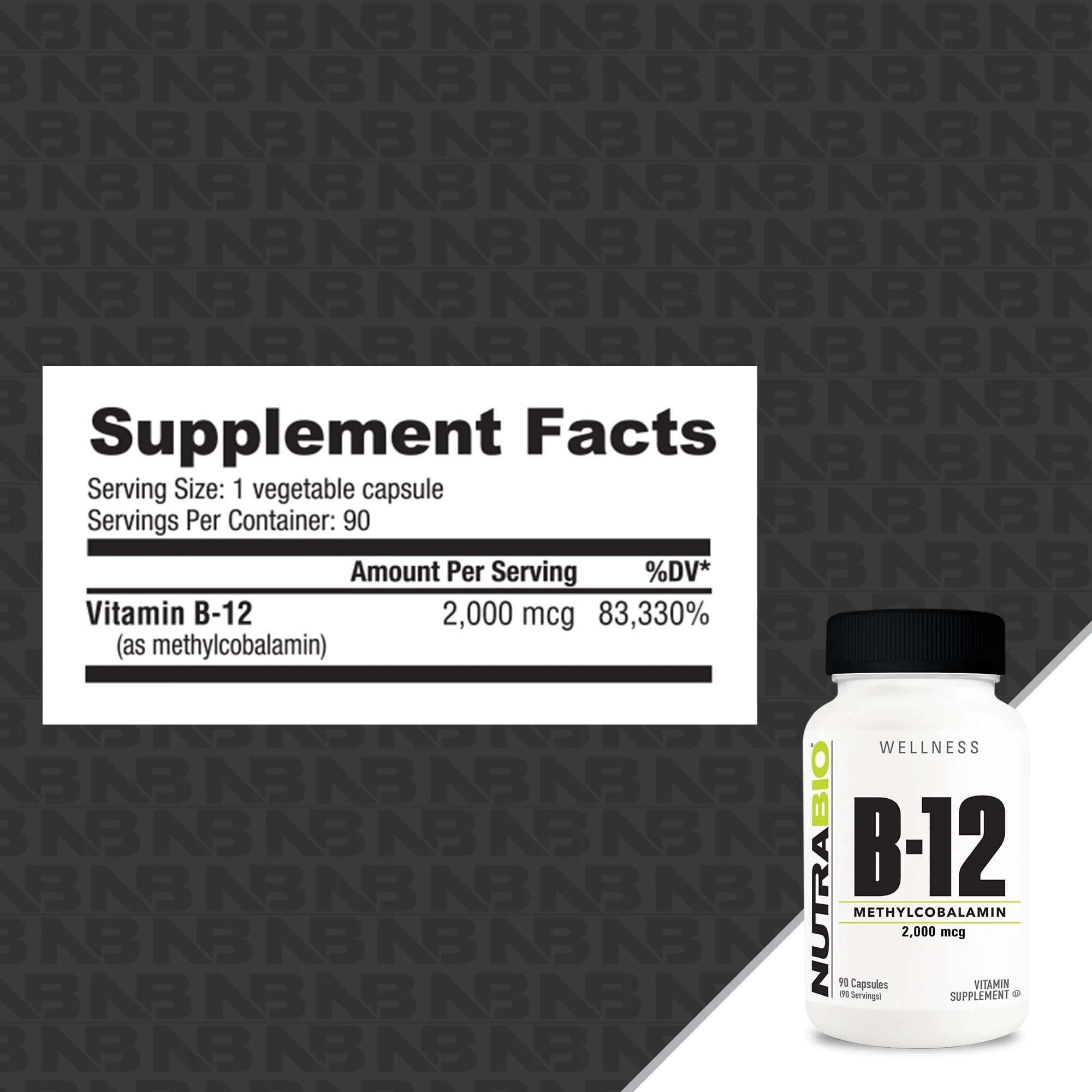 NutraBio Methyl B-12 capsules arranged for daily energy support