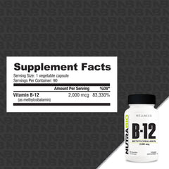 NutraBio Methyl B-12 capsules arranged for daily energy support