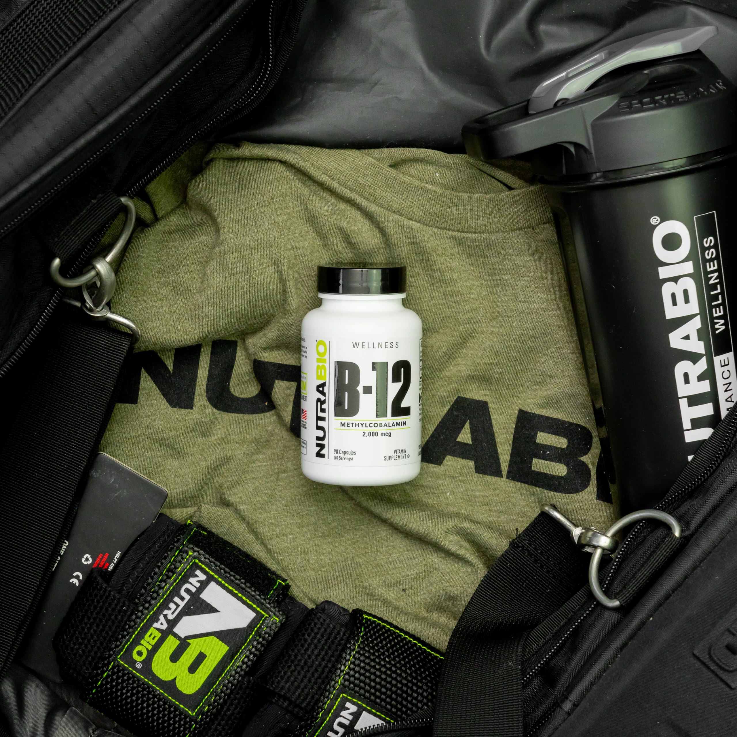 NutraBio Methyl B-12 packaging with third-party testing badge