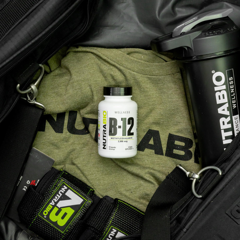 NutraBio Methyl B-12 packaging with third-party testing badge