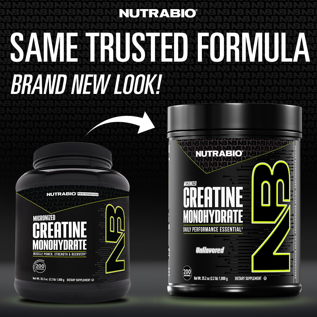 NutraBio unflavored creatine scoop for easy measuring