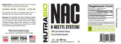 NutraBio NAC product label lists kosher and non-GMO claims.