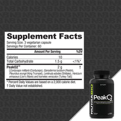 NutraBio PeakO2 bottle pour showing easy daily dosing for workouts