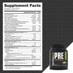 NutraBio PRE Workout old formula tub reveals balanced blend for better focus mid-workout.