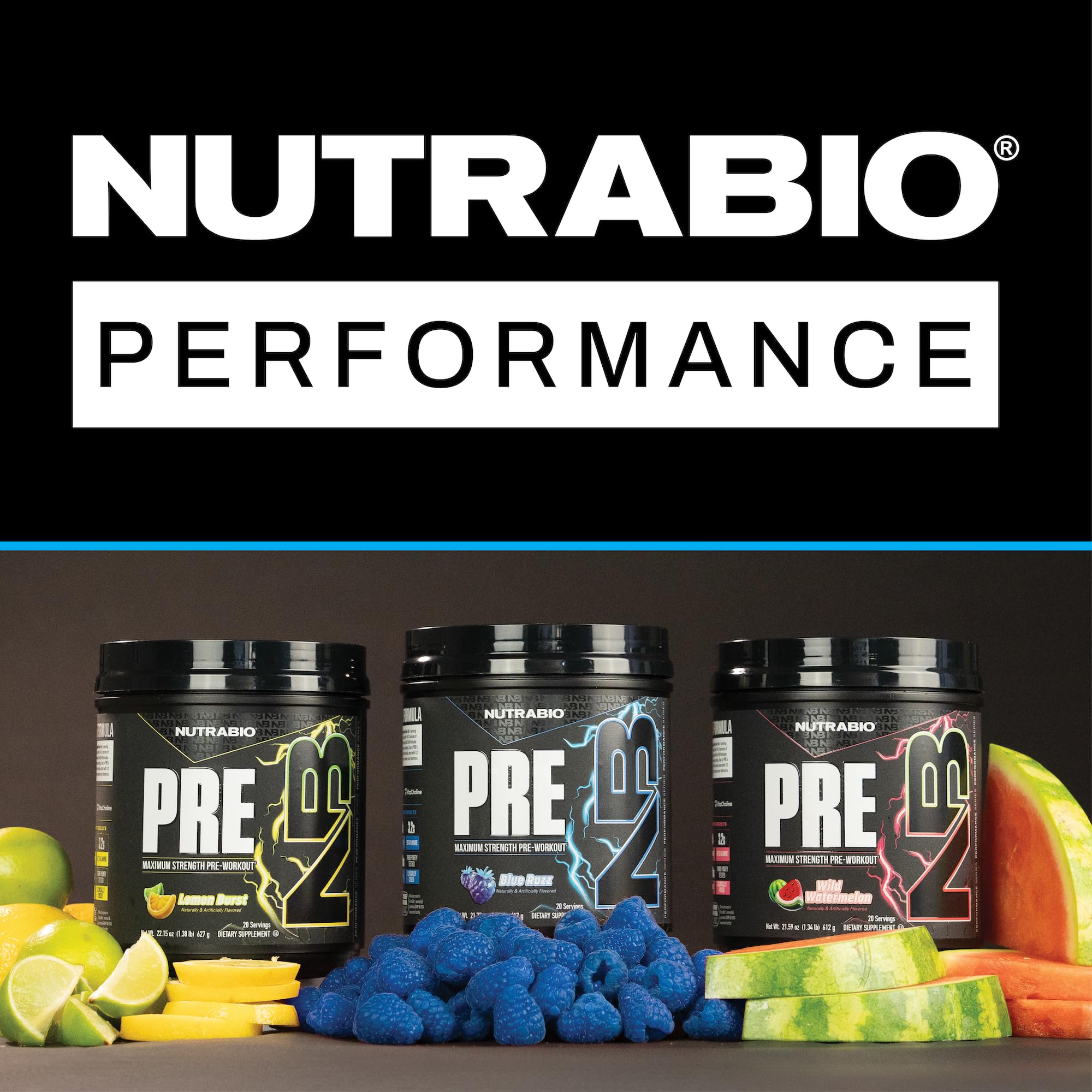 NutraBio Preworkout Blue Razz mixed drink in shaker bottle