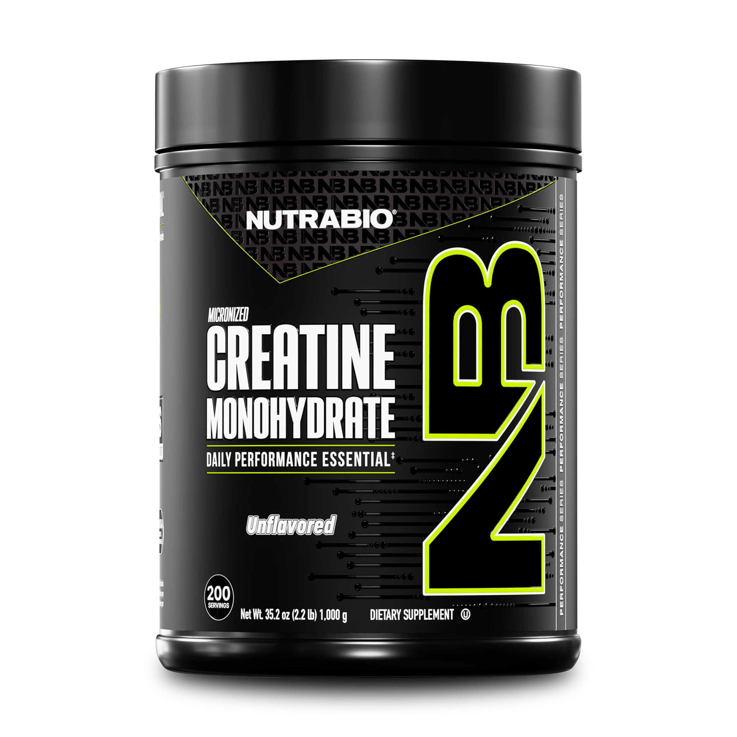 NutraBio creatine monohydrate bottle for workouts and strength