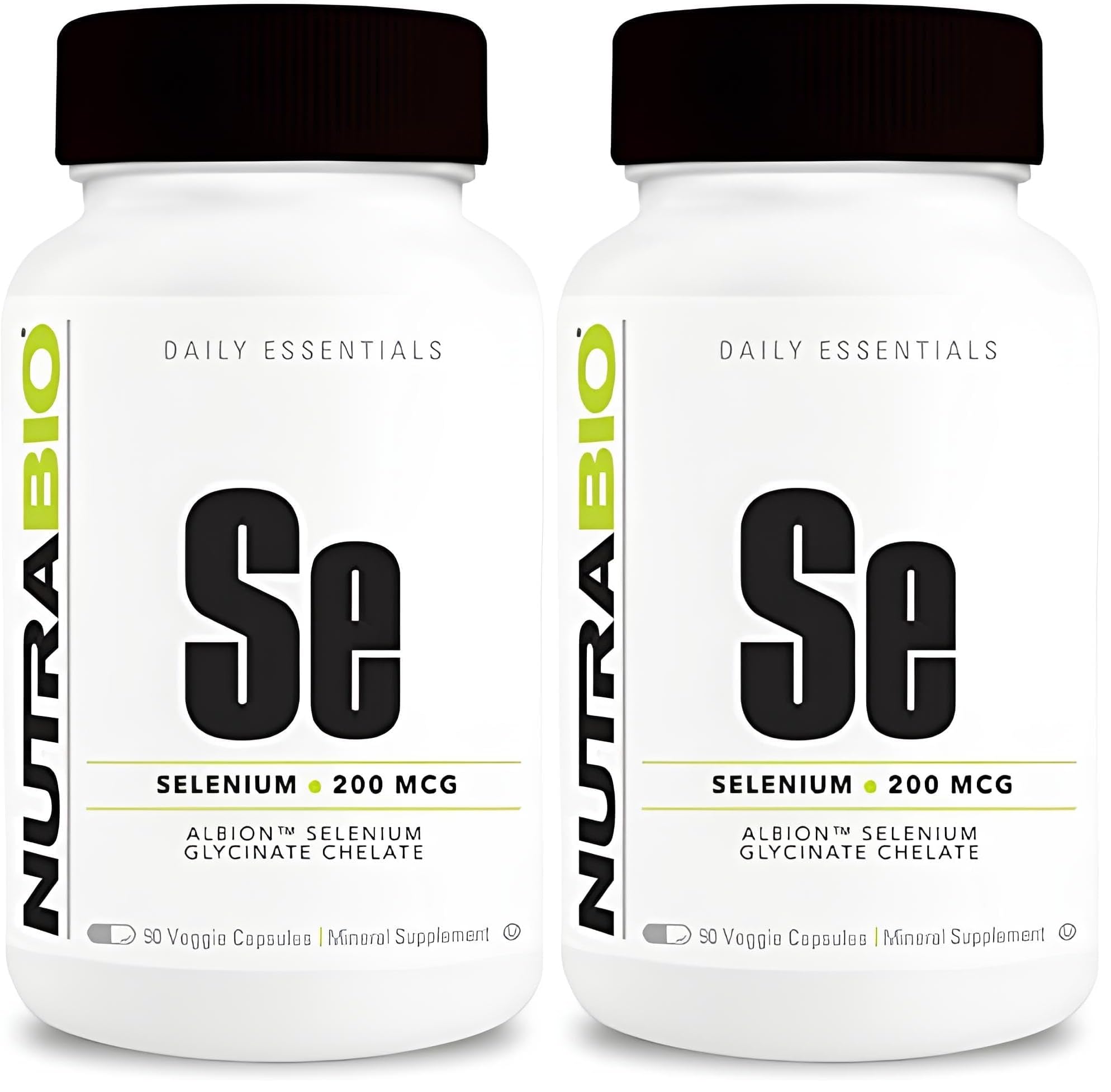 NutraBio selenium bottle front with easy capsules for daily support.