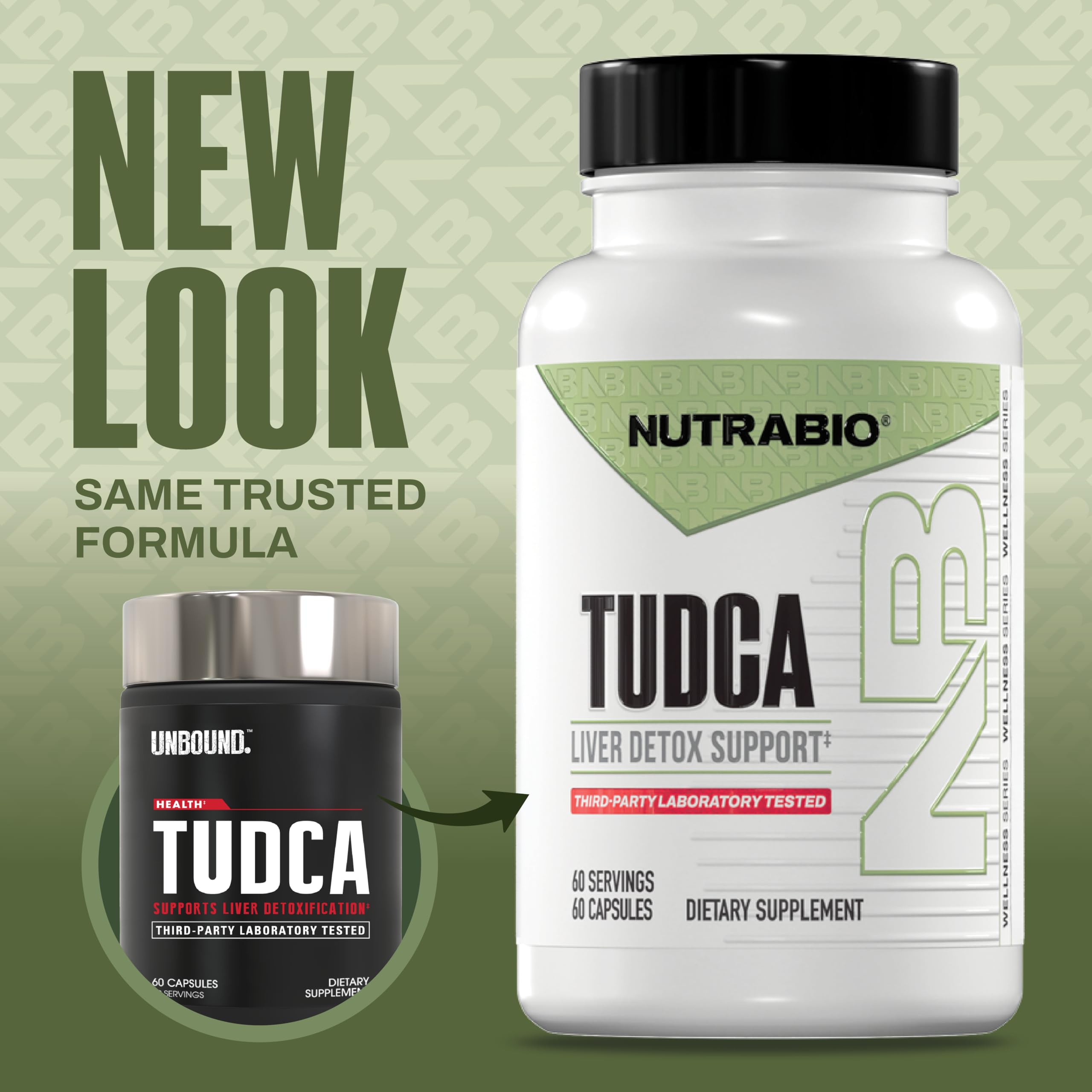 NutraBio Tudca capsules closeup for convenient daily detox