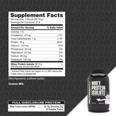 NutraBio Whey Isolate bottle open with scoop demonstrating easy mixing.