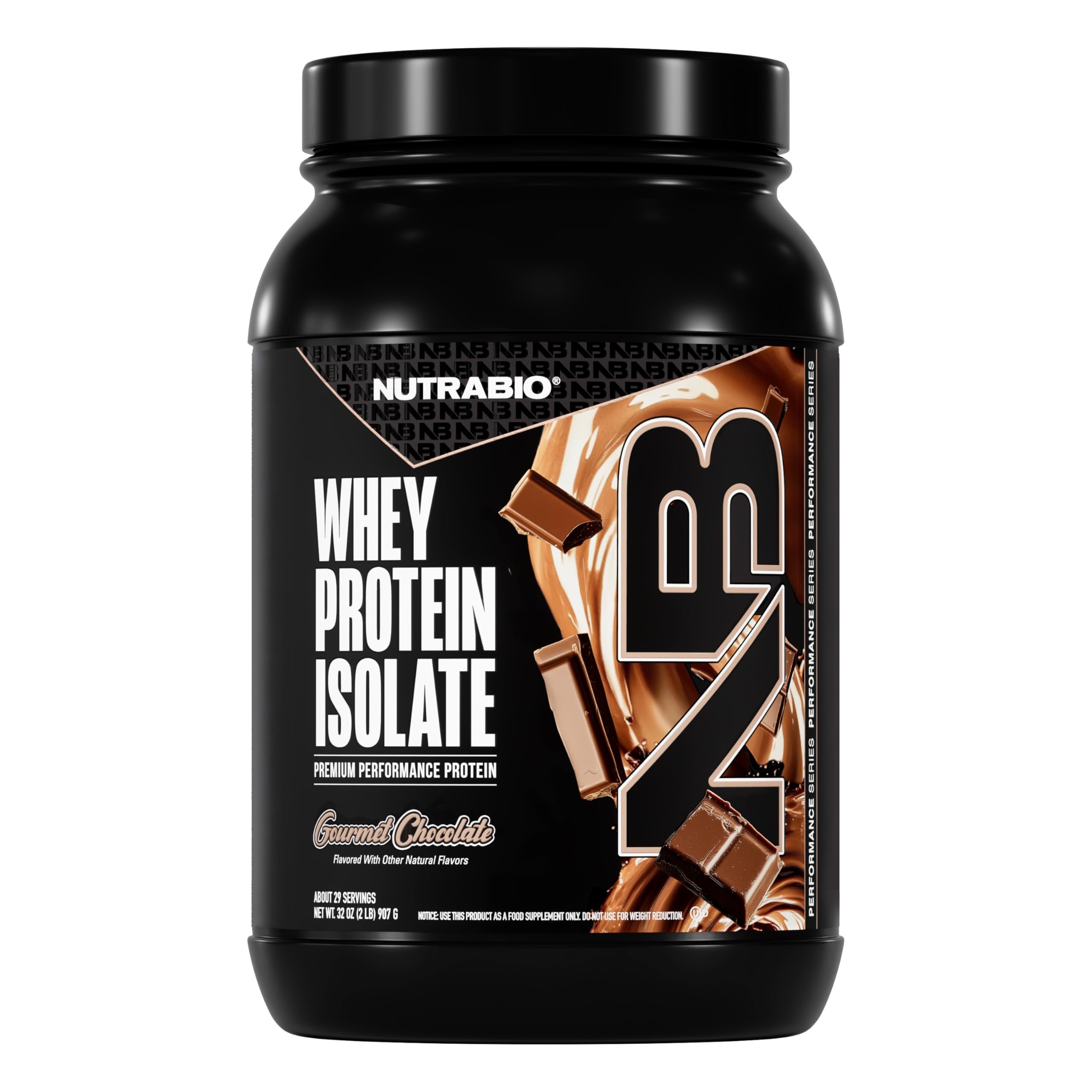 NutraBio 100% Whey Isolate bottle pour for convenient post-workout protein.