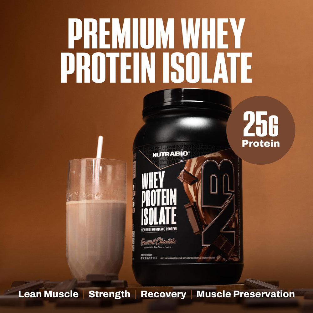 NutraBio Gourmet Chocolate shake showing rich flavor and smooth texture.