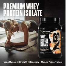 NutraBio packaging front shows low carb, gluten-free protein option for mindful nutrition.