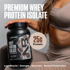 NutraBio Whey Isolate ingredient profile visualization emphasizes amino acids