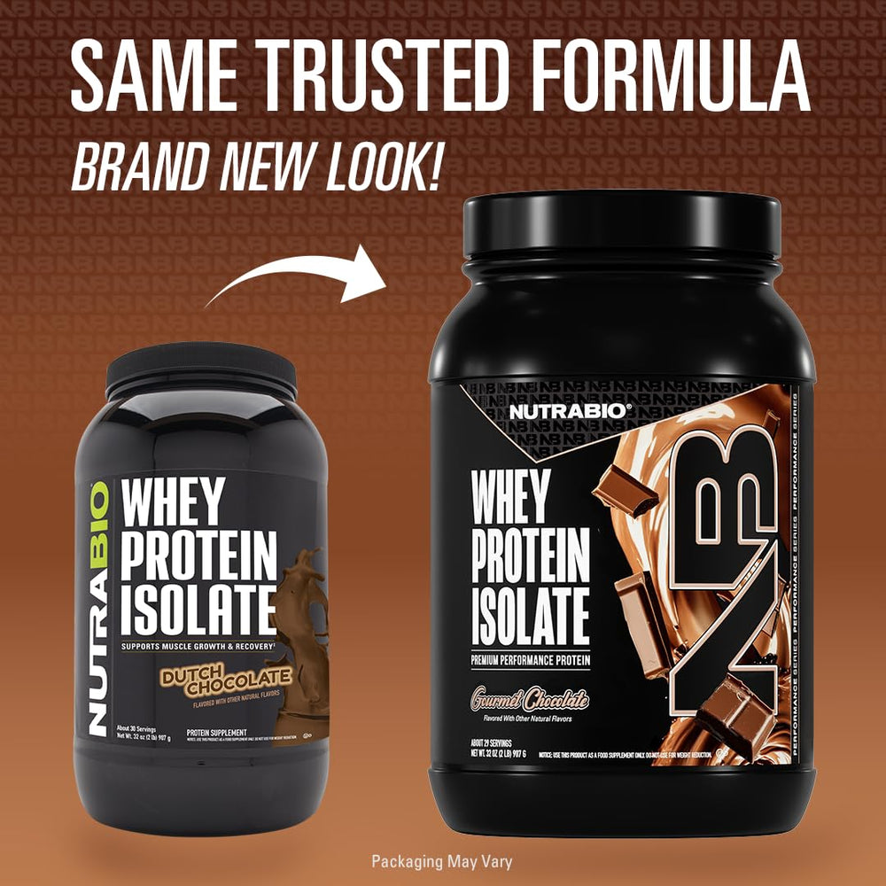 NutraBio whey isolate scoop close-up for quick, easy mixing.