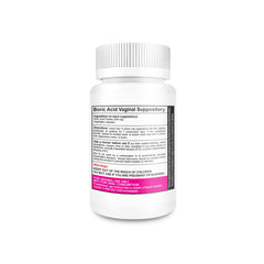 NutraBlast Boric Acid Vaginal Suppositories capsules close-up shows smooth texture for comfortable insertion.