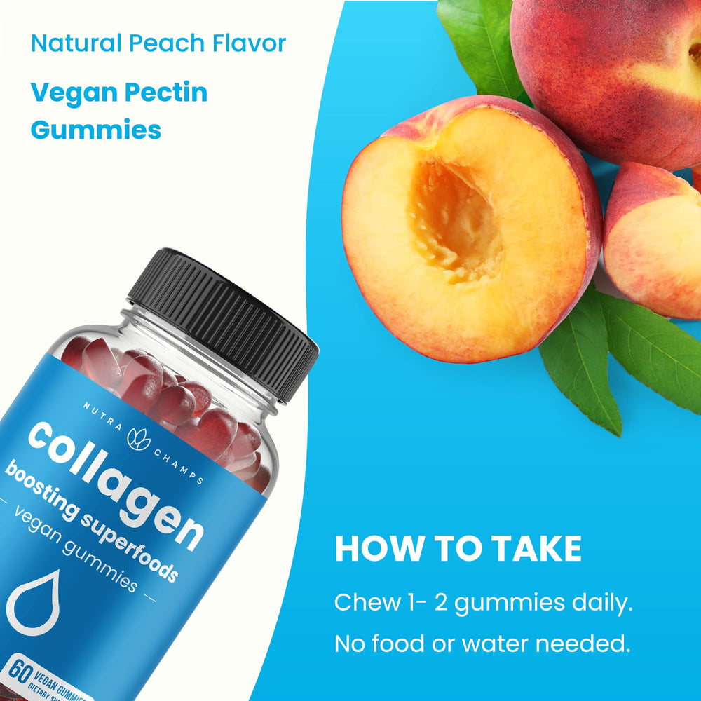 NutraChamps collagen gummies amla-goji-bamboo blend close-up highlighting antioxidant blend.