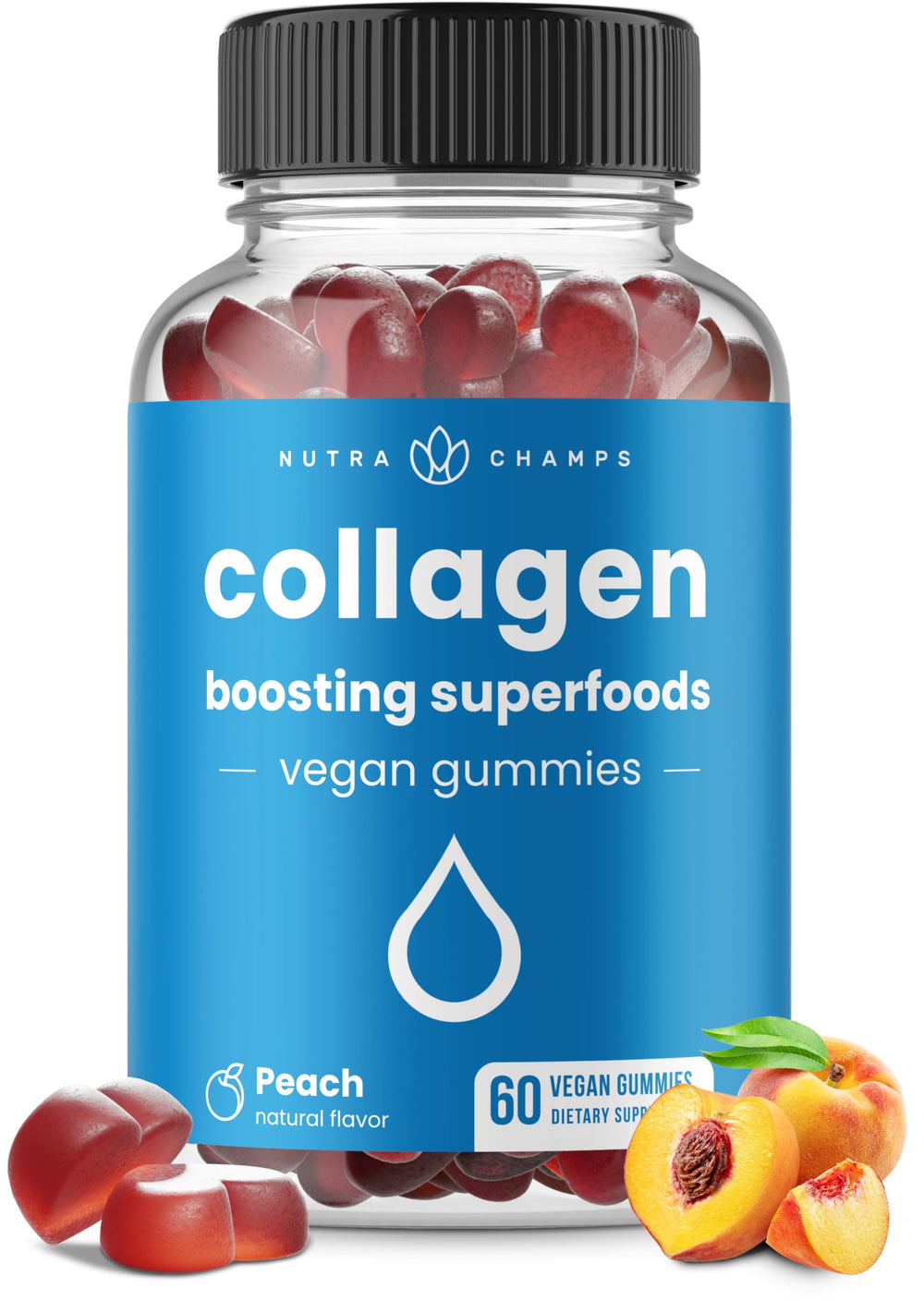 NutraChamps collagen gummies bottle shown for an easy daily beauty routine.