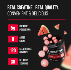 NutraChamps Creatine Gummies being poured from the bottle during a gym session.