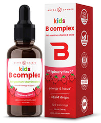 NutraChamps Kids B Complex bottle with drops for focused daytime energy