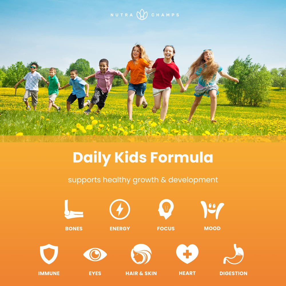 NutraChamps Kids Vitamins passionfruit flavor gummies for energy.