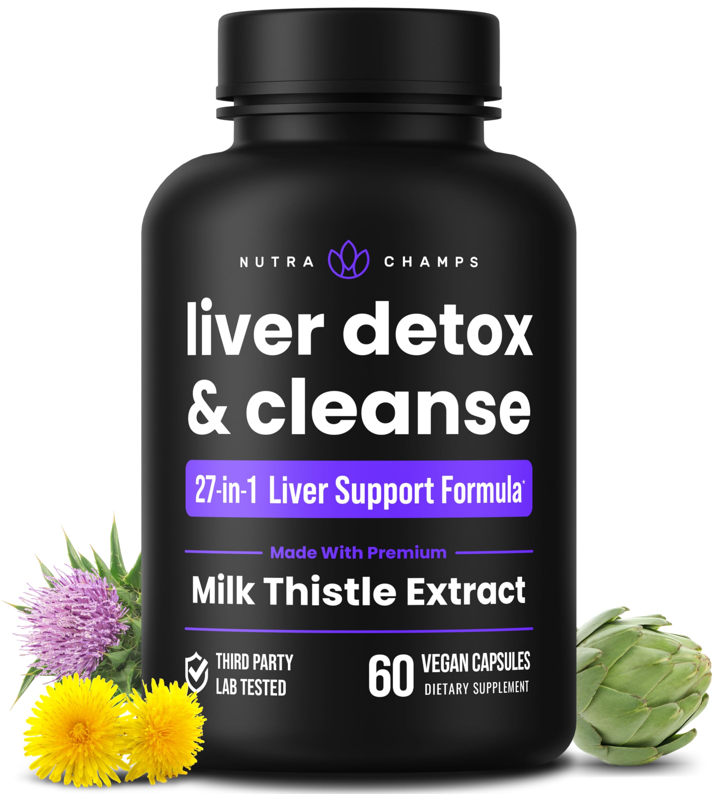 NutraChamps Liver Cleanse bottle front supports daily detox