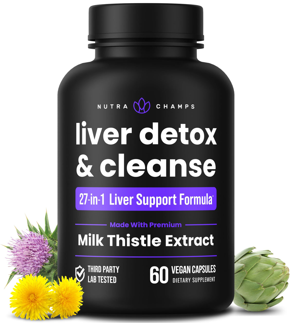 NutraChamps Liver Cleanse bottle front supports daily detox