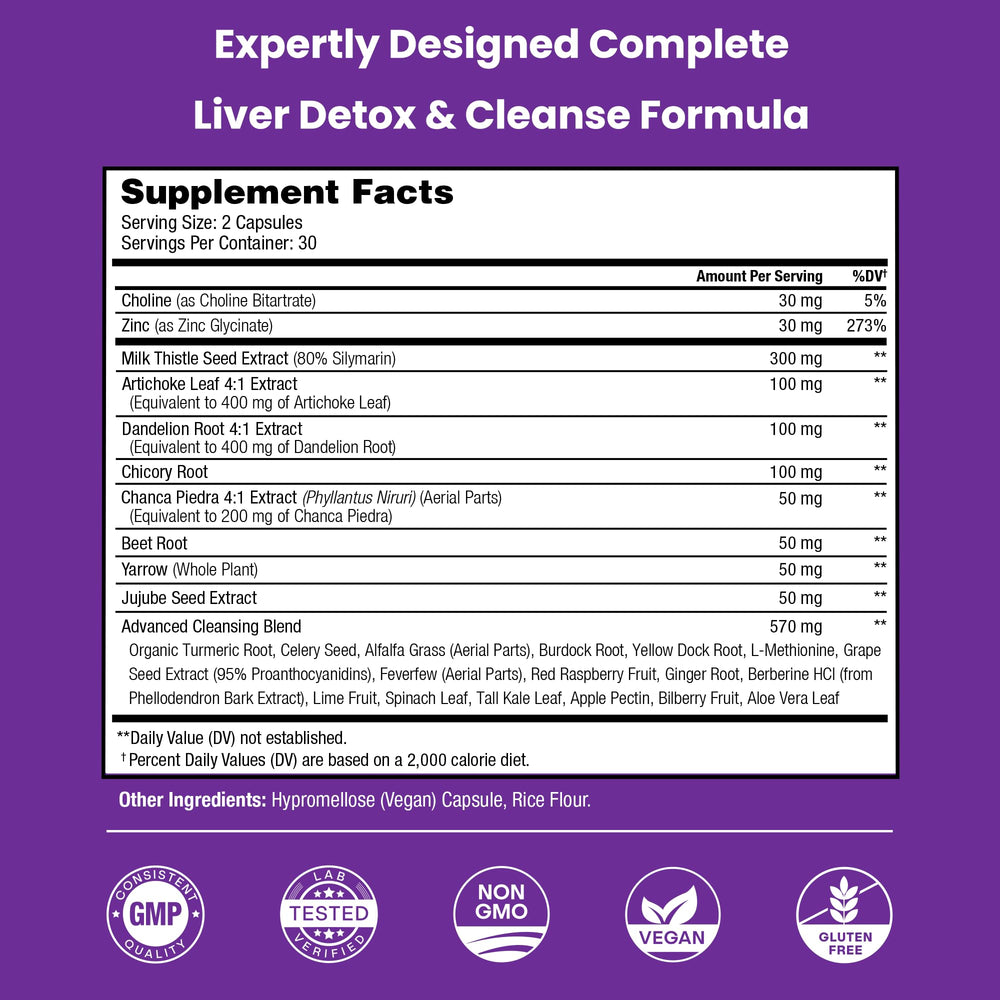 Close-up of NutraChamps Liver Cleanse label on bottle