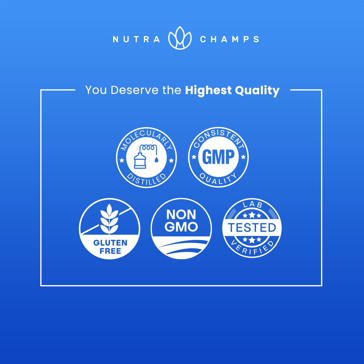 NutraChamps packaging front showcasing omega-3 benefits.