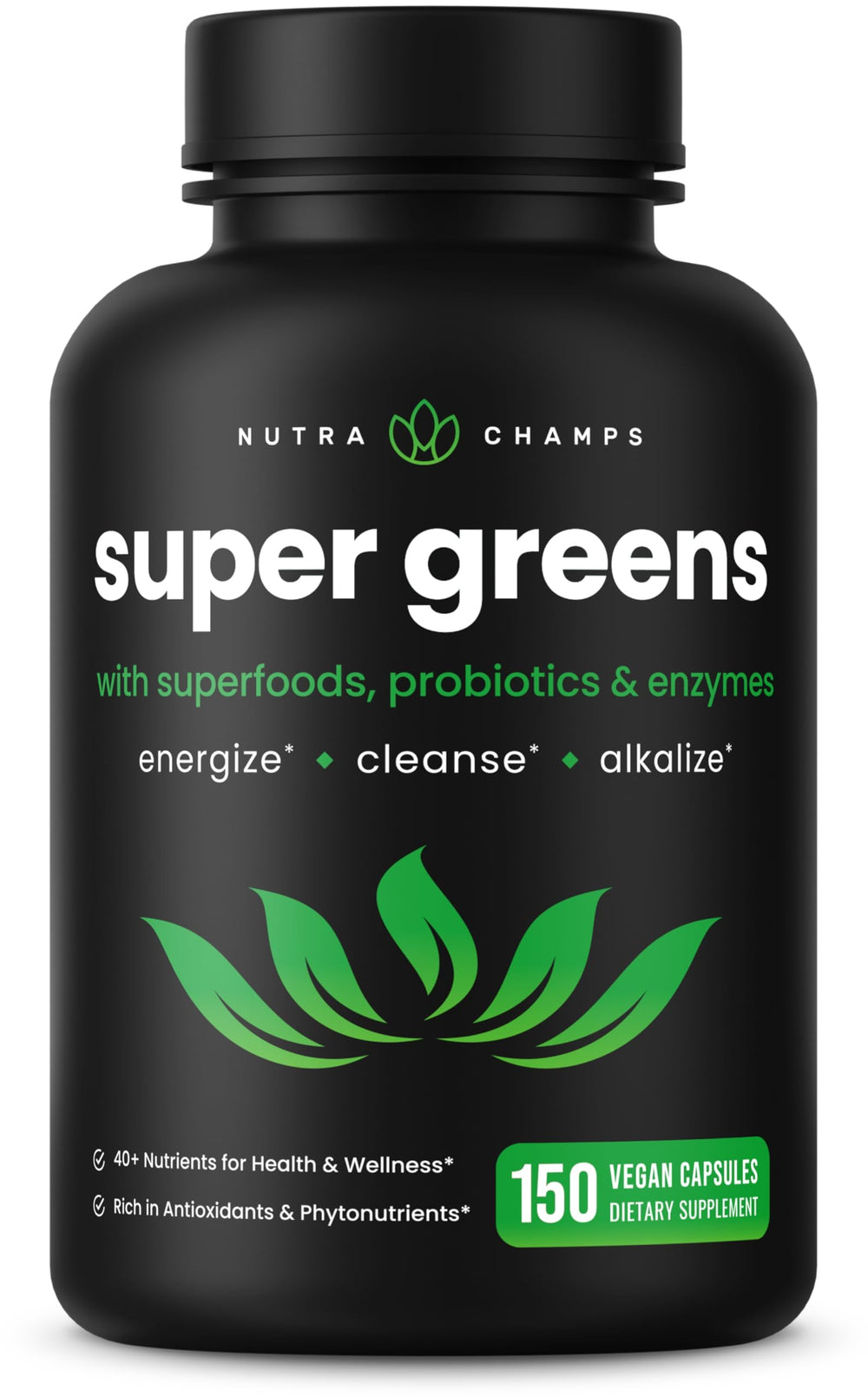 NutraChamps Organic Super Greens bottle for daily greens routine and energy