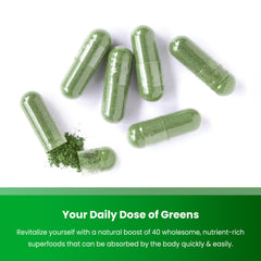 NutraChamps Organic Super Greens serving suggestion for easy daily capsules