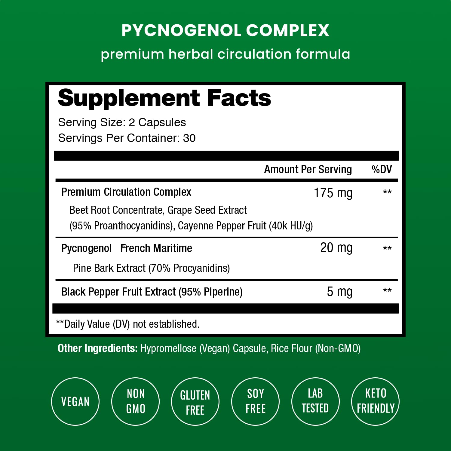 NutraChamps Pycnogenol capsules arranged for daily antioxidant support.