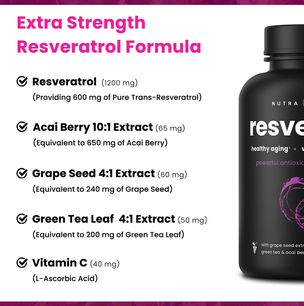 NutraChamps Resveratrol with green tea leaf extract for added antioxidant support