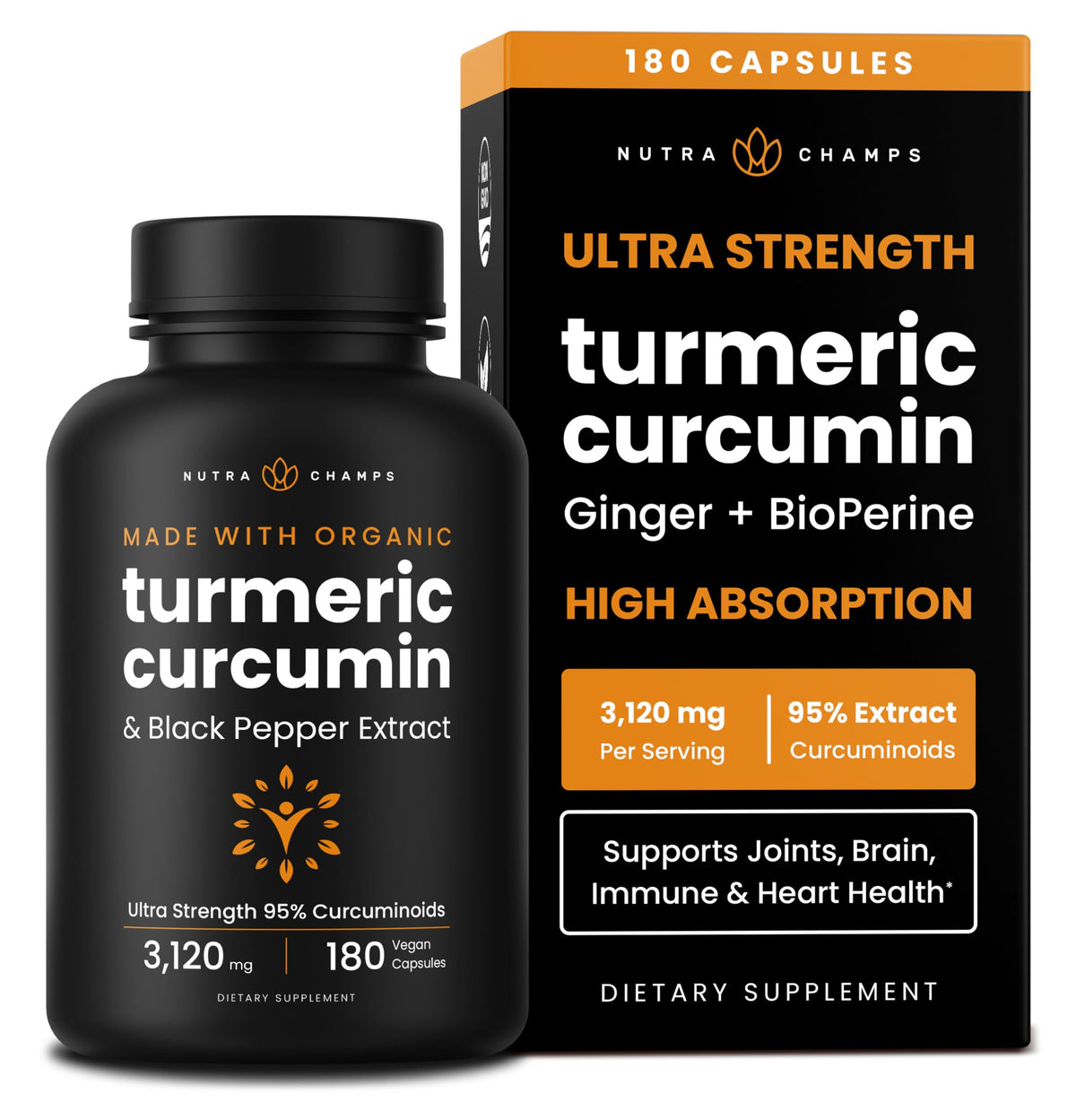 NutraChamps Turmeric Curcumin bottle highlighting joint comfort potential