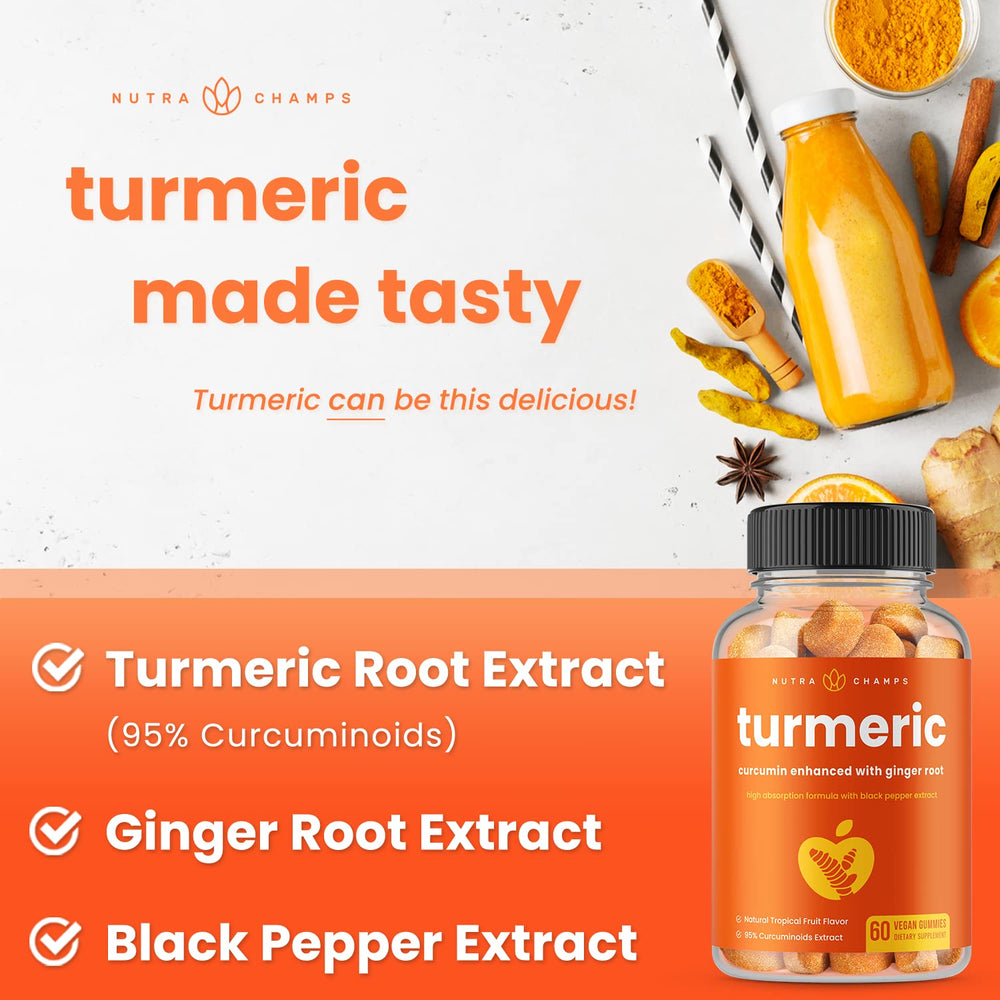 NutraChamps turmeric gummies family-friendly packaging for adults and kids