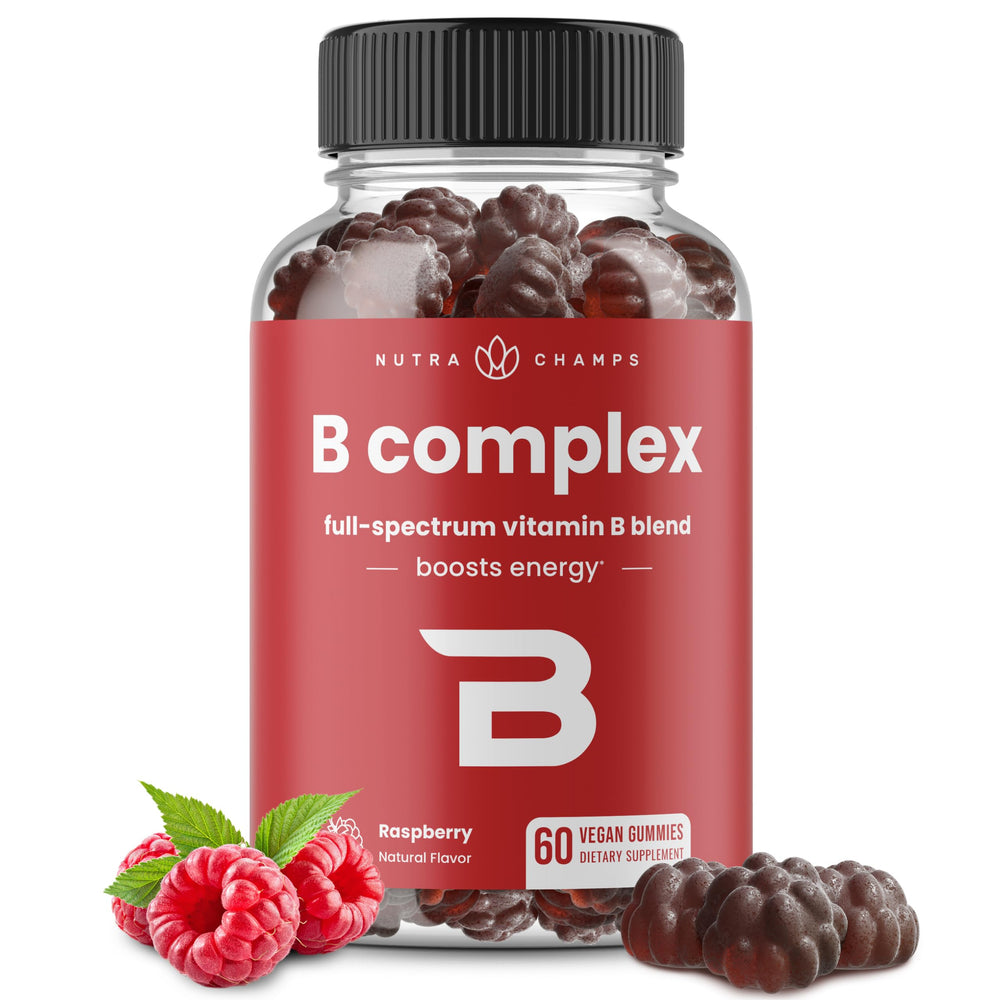 NutraChamps Vitamin B Complex Gummies bottle front for energy support