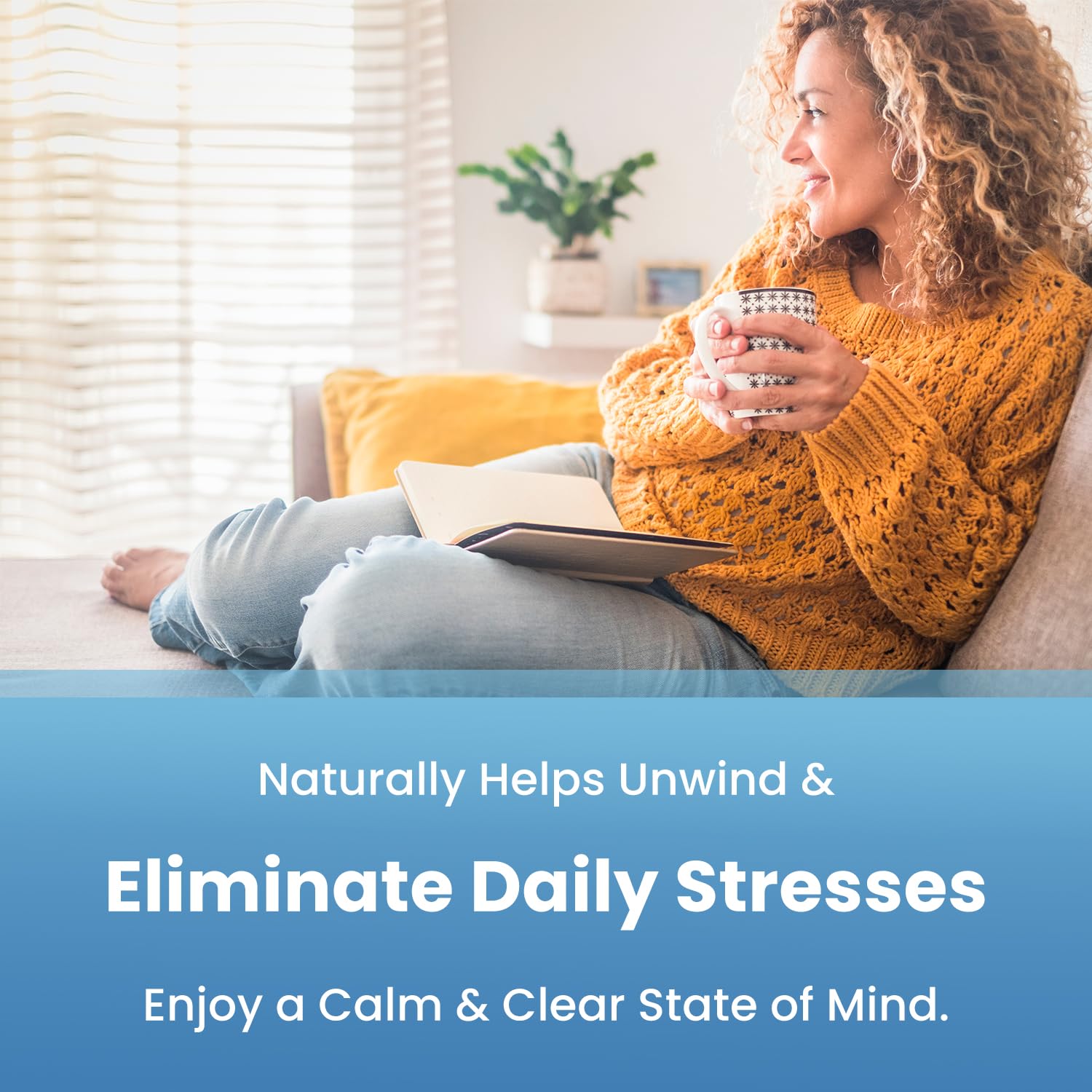 NutraChamps vitamin D3 bottle illustrated for mood uplift and daytime energy
