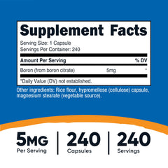 Nutricost Boron Capsules shown as vegetarian capsules for daily use.