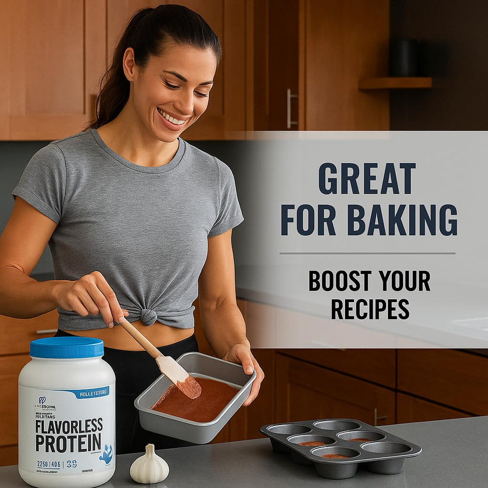 NutraForce unflavored powder on spoon showing neutral base for recipes