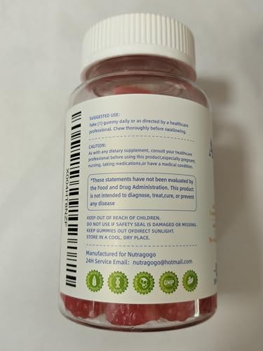 NUTRAGOGO Ashwagandha Gummies packaging box showcases non-GMO vegan formula.