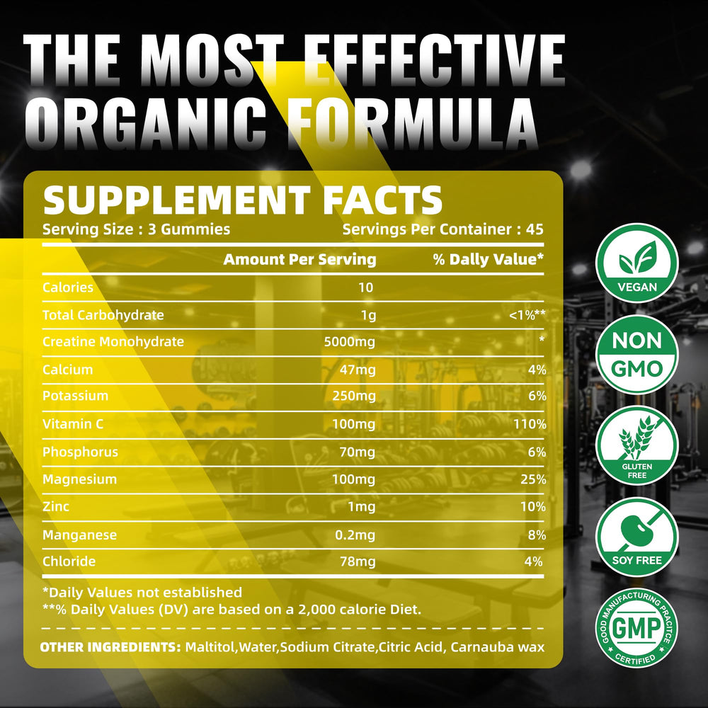 NUTRAGOGO Creatine Gummies bottle close-up shows 5g per serving for consistency