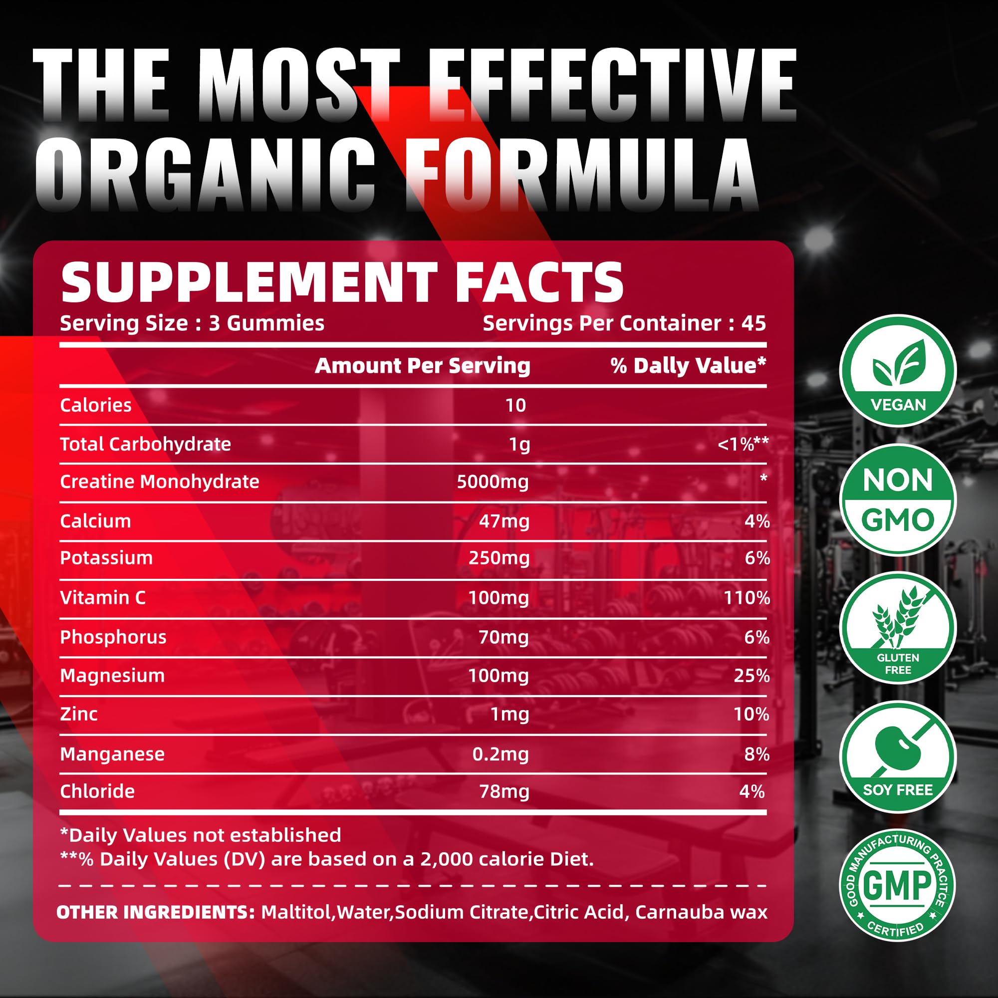 NUTRAGOGO Creatine gummy serving scene with three gummies per serving