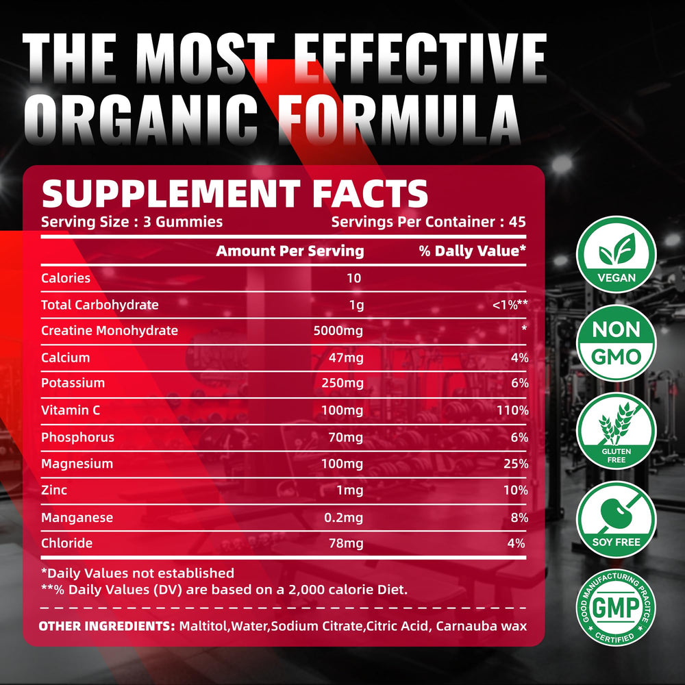 NUTRAGOGO Creatine gummy serving scene with three gummies per serving