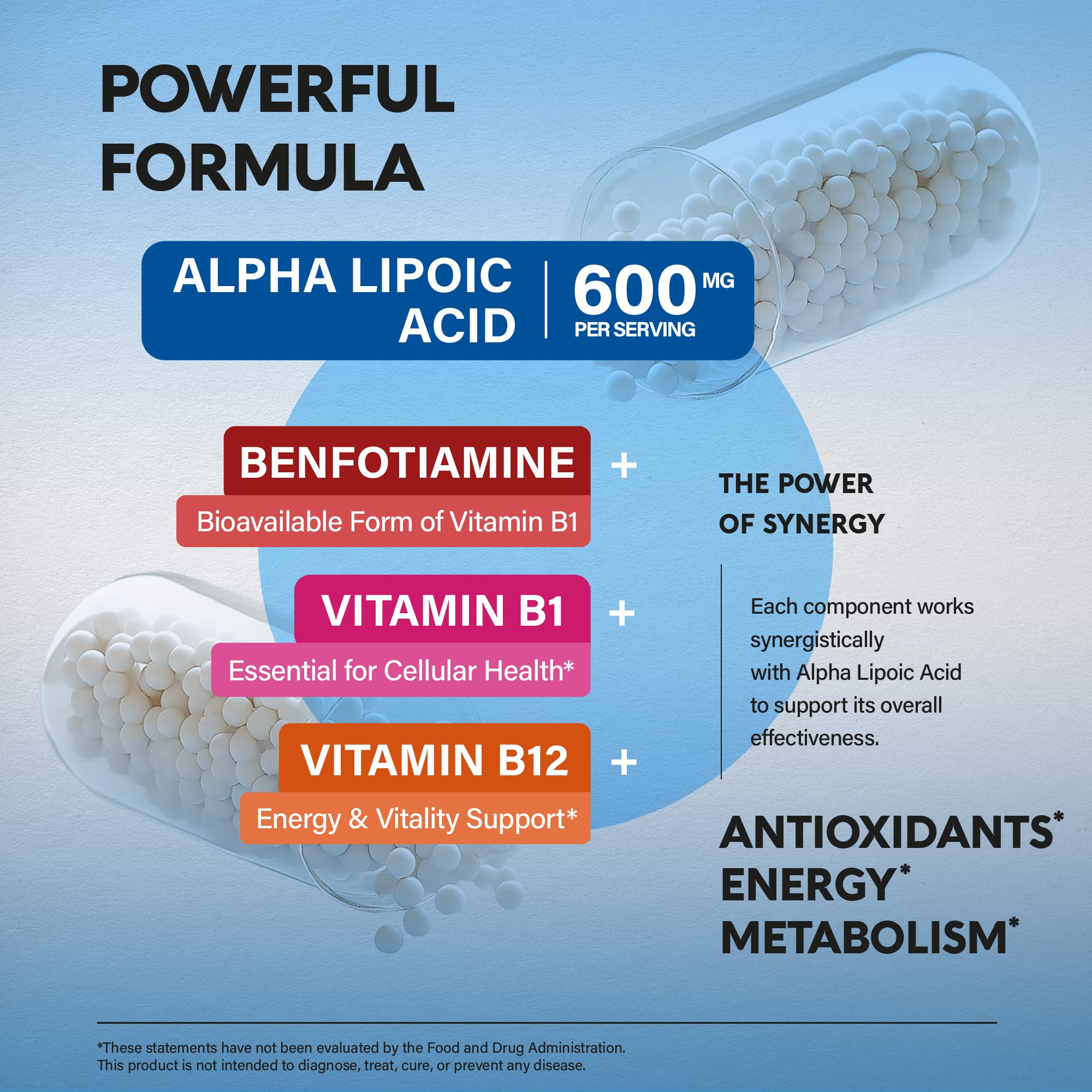 NUTRAHARMONY Alpha Lipoic Acid 600mg blister pack for on-the-go use.