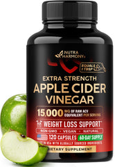 NutraHarmony Apple Cider Vinegar Capsules bottle with high-potency formula.