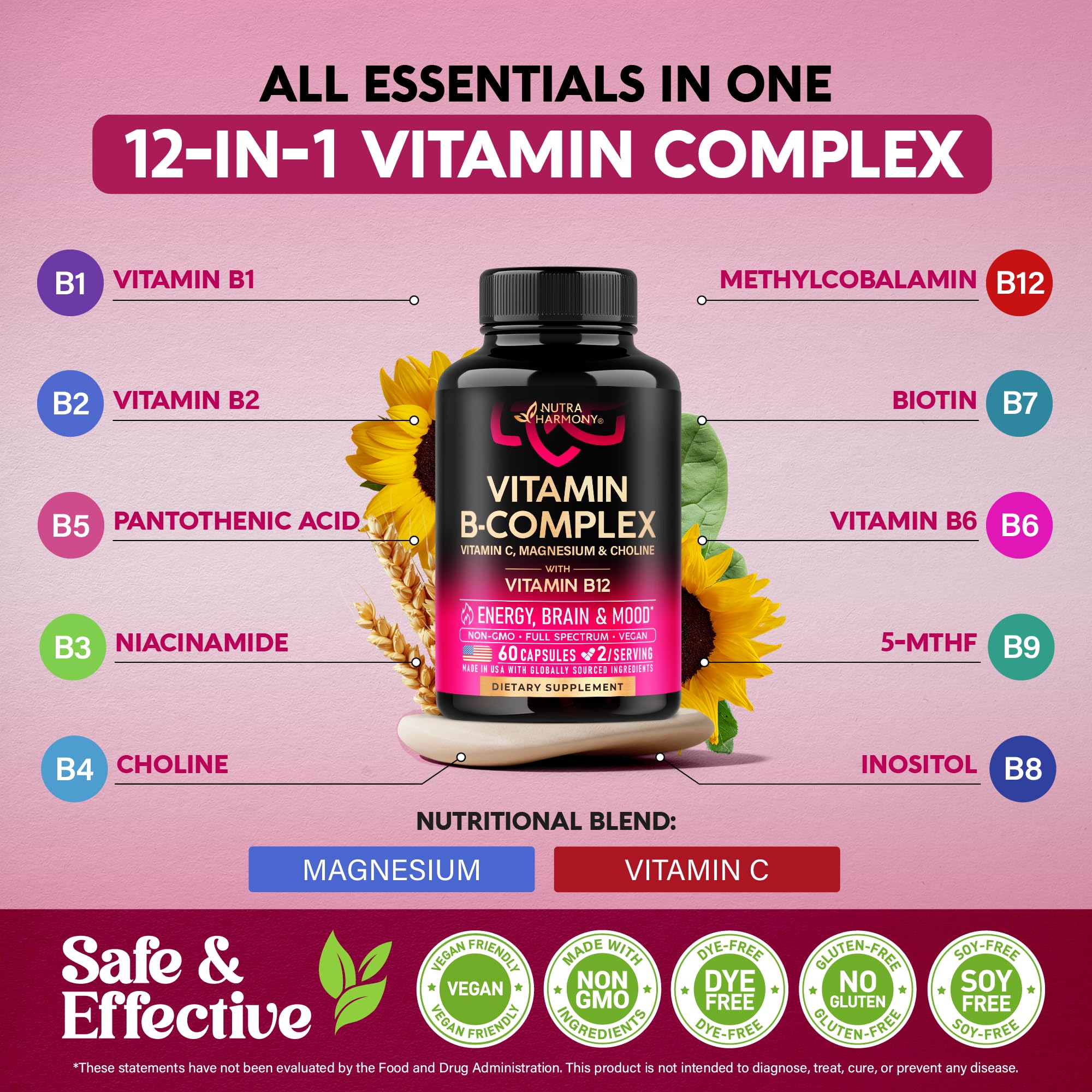 NUTRAHARMONY B-Complex daily-use-scene with water, suggesting simple daily routine.