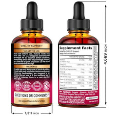 NutraHarmony B Complex Drops bottle side emphasizes USA-made organic vitamins