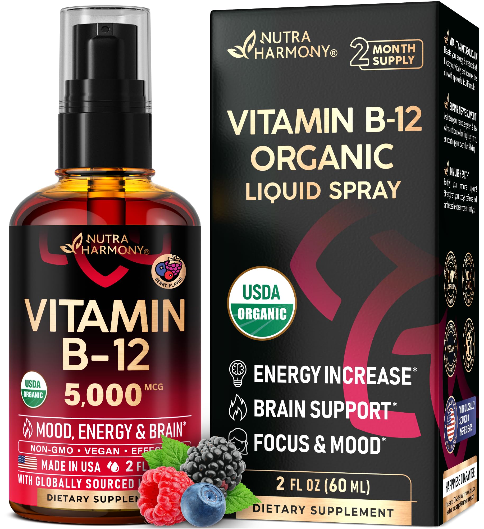 NUTRAHARMONY B12 sublingual spray bottle ready for daily energy support