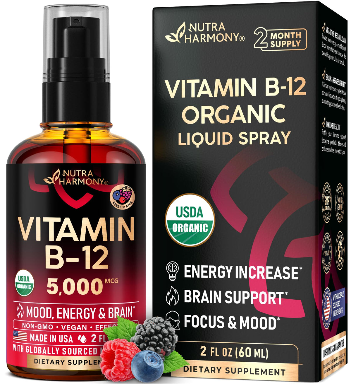 NUTRAHARMONY B12 sublingual spray bottle ready for daily energy support