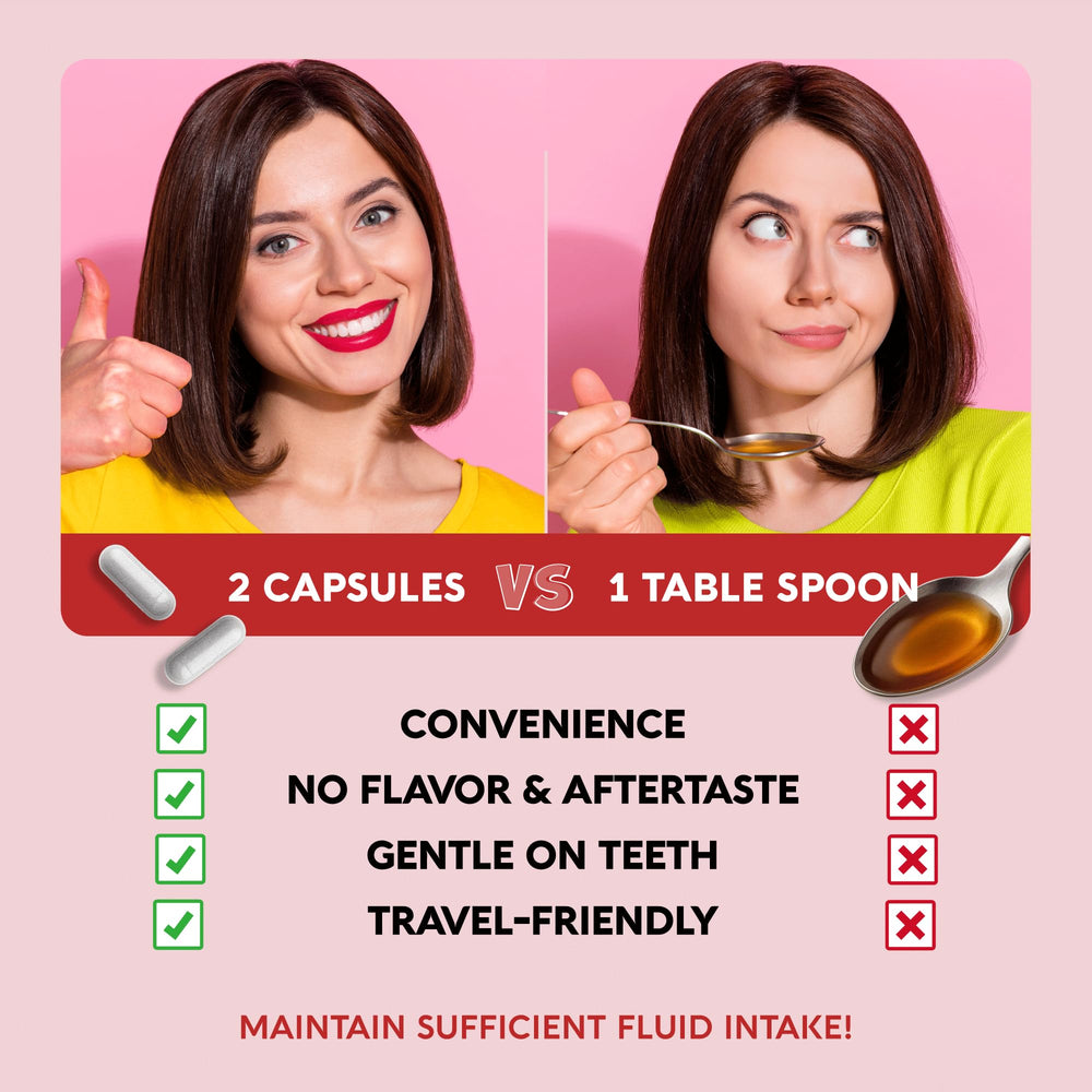 NutraHarmony capsules with water illustrating convenient ingestion.