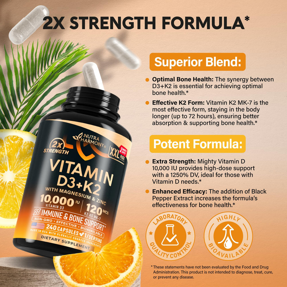 Nutraharmony-d3k2 box display presents a trusted supplement for immune and mood support.